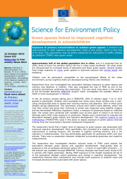 Green spaces linked to improved cognitive development in