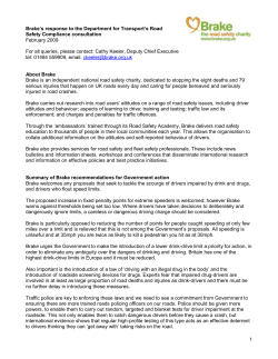 Brake`s response to the Department for Transport`s Road Safety