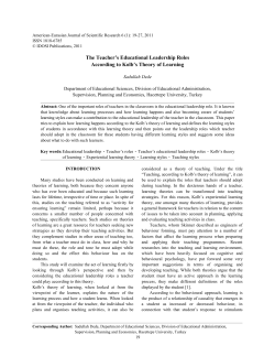 The Teacher`s Educational Leadership Roles According to