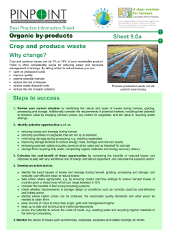 Organic by-products Sheet 9.0a Crop and produce waste Why