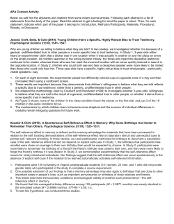 APA Content Activity Below you will find the abstracts and citations