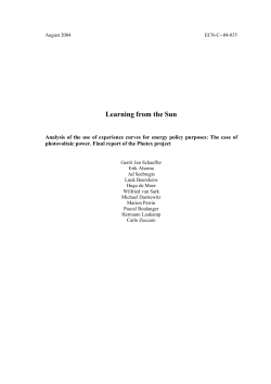 Learning from the Sun - Energy research Centre of the Netherlands