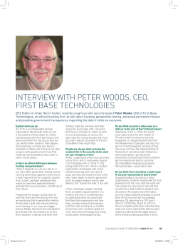 INTERvIEW WITH PETER WOOdS, CEO, FIRST BASE