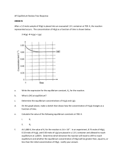 AP Equilibrium Review Free Response 2003B #1 After a 1.0 mole