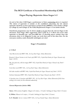 CAM, Repertoire Ideas Stages 1&ndash;3
