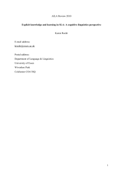 Explicit knowledge and learning in SLA: A cognitive linguistics