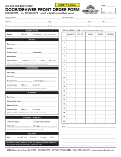 door/drawer front order form
