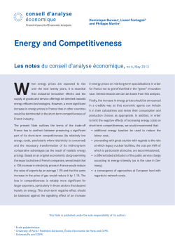 Energy and Competitiveness - Conseil d`Analyse Economique