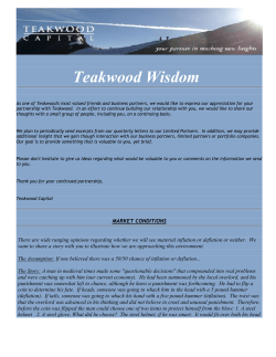 Teakwood Wisdom - Teakwood Capital