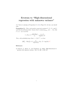 Erratum to ``High-dimensional regression with