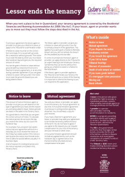 Lessor ends the tenancy