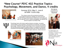 New Course* PSYC 402 Practice Topics: Psychology, Movement