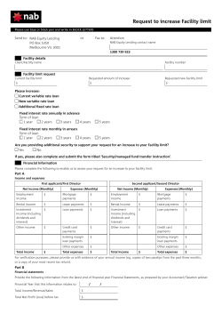 Request to increase Facility limit