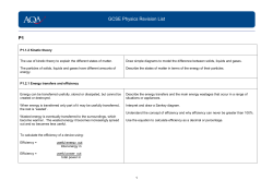 P1 P1.1.2 Kinetic theory The use of kinetic theory to explain the