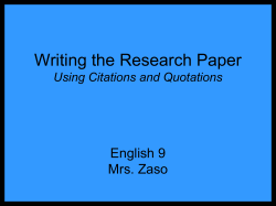 Writing the Research Paper Senior Project 2010 – 2011 Miss DiLulio