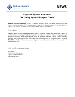 Enghouse Systems Announces TSX Trading Symbol Change to