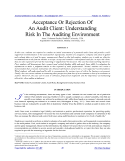 Acceptance Or Rejection Of An Audit Client