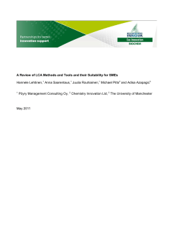 A Review of LCA Methods and Tools and their Suitability for SMEs