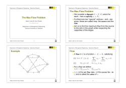 The Max Flow Problem The Max Flow Problem Example Flow