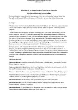 Submission to the Senate Standing Committee on Economics