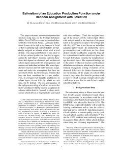 Estimation of an Education Production Function under Random