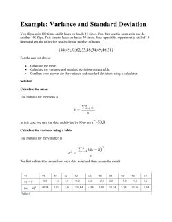 Example: Variance and Standard Deviation