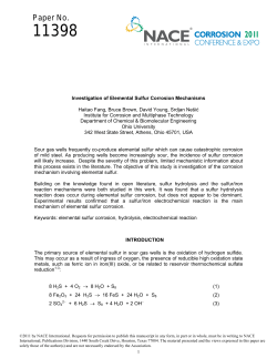 Investigation of Elemental Sulfur Corrosion
