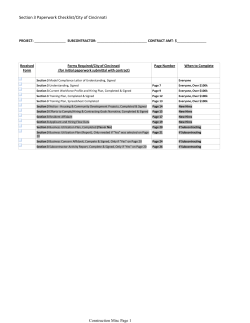 Section 3 Paperwork Checklist/City of Cincinnati