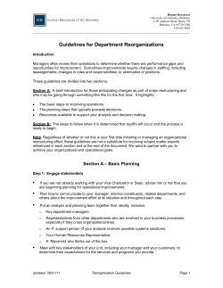 Guidelines for Department Reorganizations