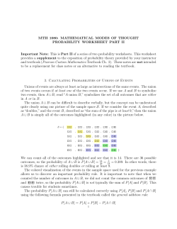 MTH 1080: MATHEMATICAL MODES OF THOUGHT PROBABILITY