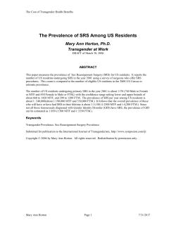 The Prevalence of SRS Among US Residents