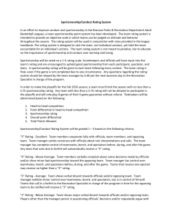 Sportsmanship Rating Criteria - Branson Parks and Recreation