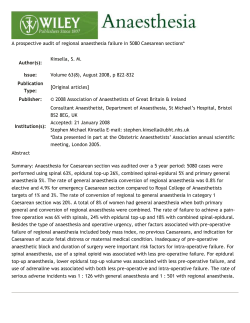 A prospective audit of regional anaesthesia failure in 5080