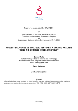 project deliveries as strategic ventures: a dynamic analysis