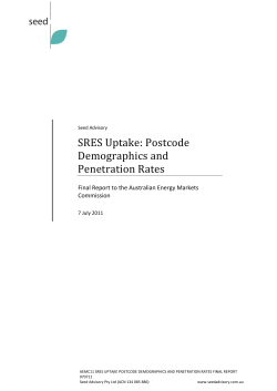 SRES Uptake: Postcode Demographics and Penetration Rates
