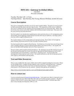 INTS 101&mdash;Gateway to Global Affairs