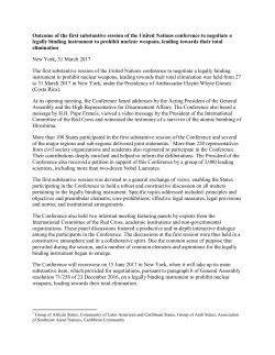 Outcome of the first substantive session of the United Nations
