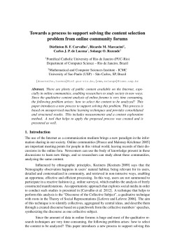 Towards a process to support solving the content selection problem