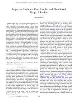 Important Medicinal Plant Families and Plant Based Drugs: A Review