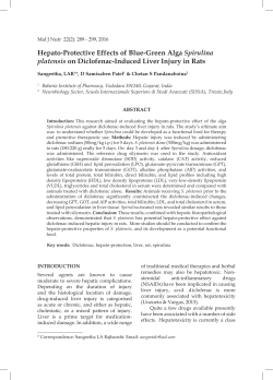 Hepato-Protective Effects of Blue-Green Alga Spirulina platensis on