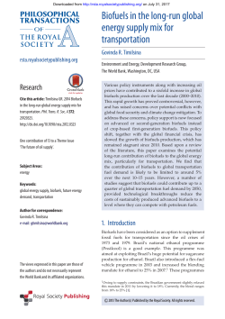 Biofuels in the long-run global energy supply mix for