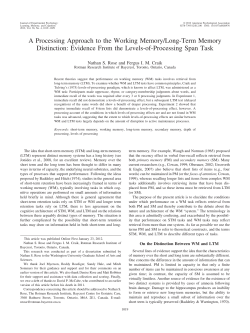 A processing approach to the working memory