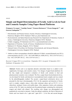 Simple and Rapid Determination of Ferulic Acid Levels in Food and