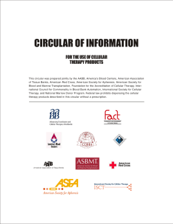 Circular of Information for the Use of Cellular Therapy