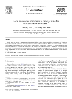 Data aggregated maximum lifetime routing for wireless