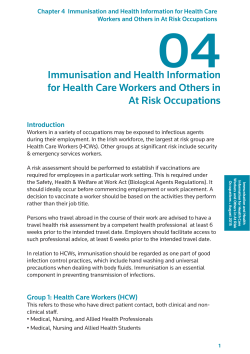 Immunisation and Health Information for Health Care Workers