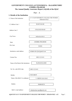 (AQAR) of the IQAC - SVD Government Degree College for Women