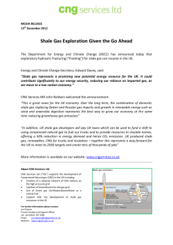Shale Gas Exploration Given the Go Ahead
