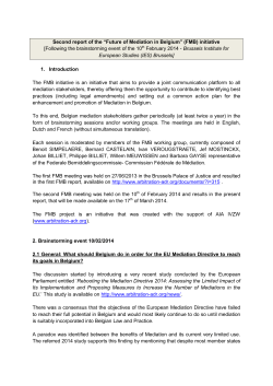 Second report of the “Future of Mediation in Belgium” (FMB) initiative