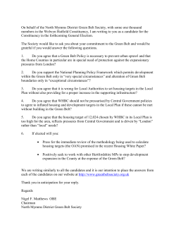 On behalf of the North Mymms District Green Belt Society, with some